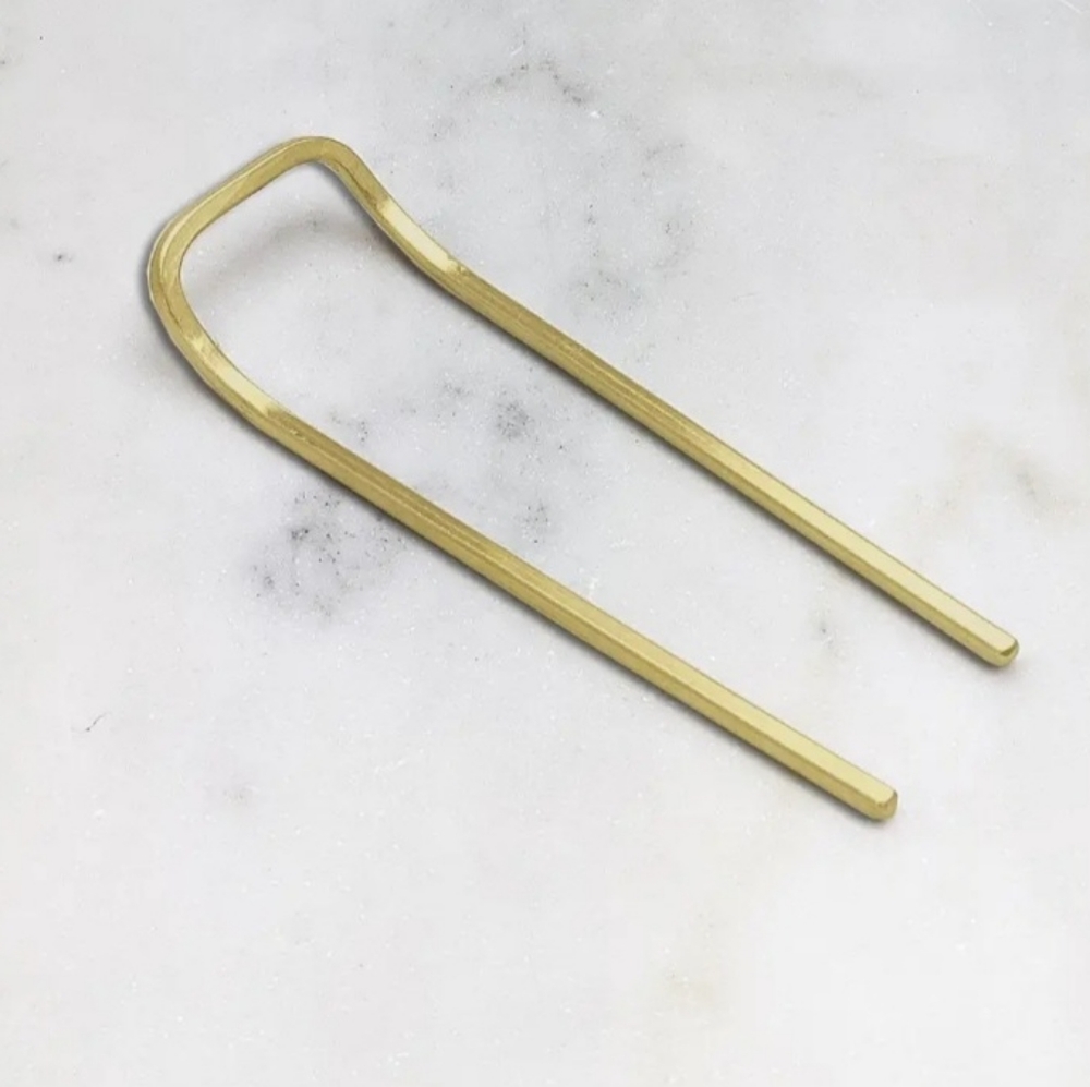 Solid brass simple square hair fork